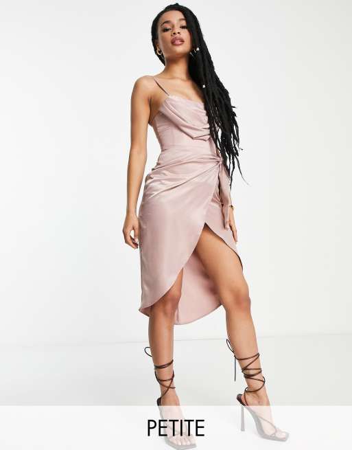 ASOS DESIGN one shoulder hot fix mini dress in pink blush