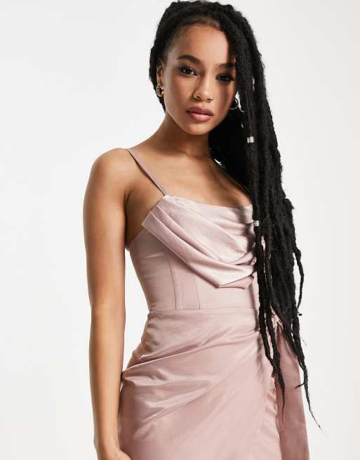 First Distraction the label Petite satin midi dress with wrap