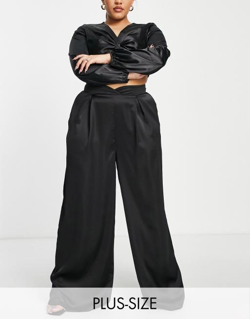 Black high best sale waisted satin pants