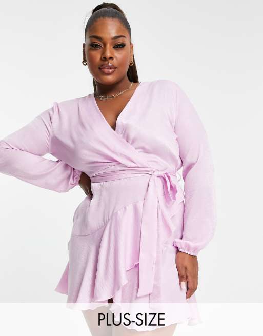 Plus size pink wrap on sale dress