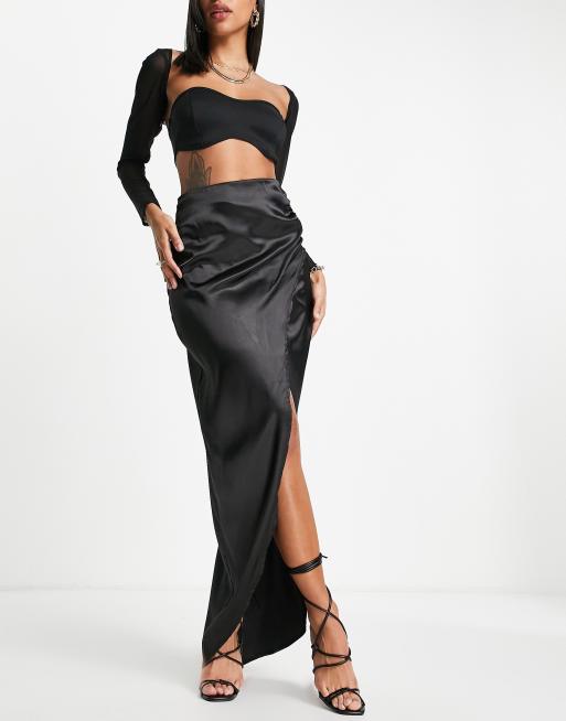 Silk midi 2025 skirt split