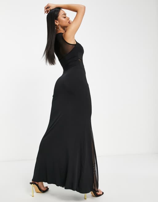 First Distraction The Label sheer maxi dress in black | ASOS