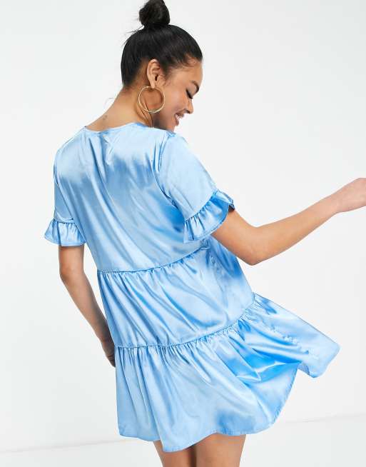 First Distraction The Label short sleeve smock dress In blue , 2 of 4