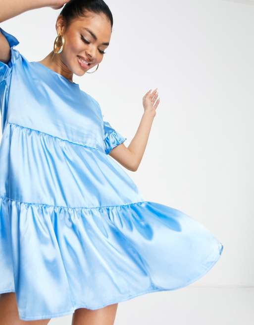 First Distraction The Label short sleeve smock dress In blue , 3 of 4
