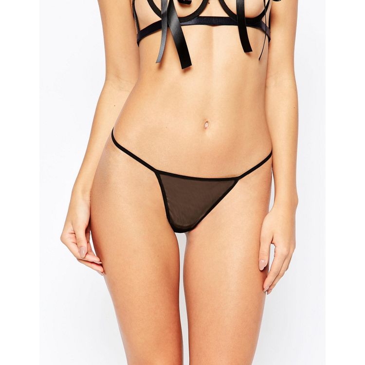 Ann Summers ASOS Exclusive Francesca lace halter bra and high leg thong set  in black