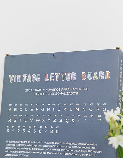 FISURA DC0408 Tableau Mémo Blanc Feutre Vintage Letter Board 45x30cm avec 286 Lettres et Numéros Noirs Interchangeables 