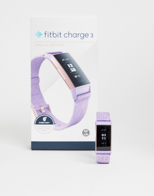 Fitbit Charge 3 Special Edition smart watch in lavender with additional strap