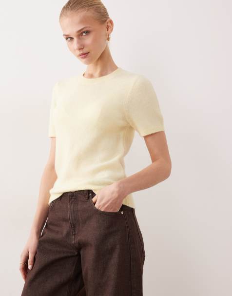 & Fitch - T-shirt in maglia gialla testurizzata - view 1