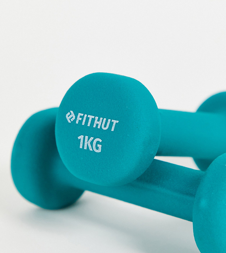 FitHut 1kg dumbbell twin pack in teal-Blue
