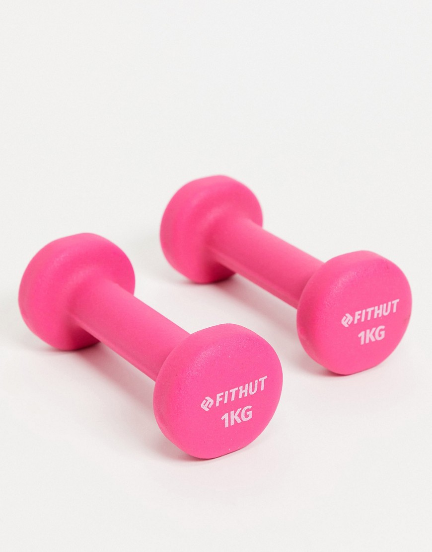FitHut 1KG dumbell twin pack in pink