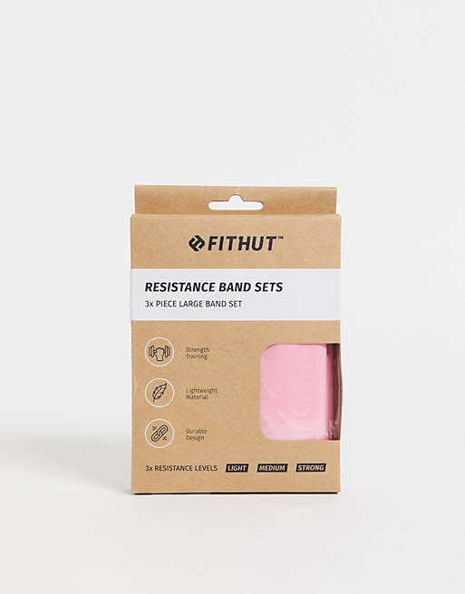 Men Fithut 3 Pack large resistance bands in pink 