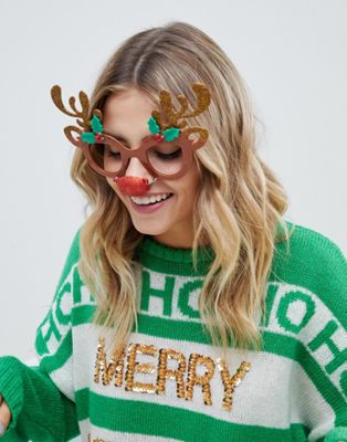 Fizz Christmas reindeer novelty glasses