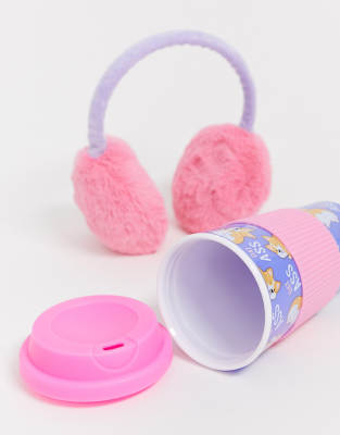 Fizz  Set med resemugg och öronmuffar i corgidesignFlerfärgad Flerfärgad