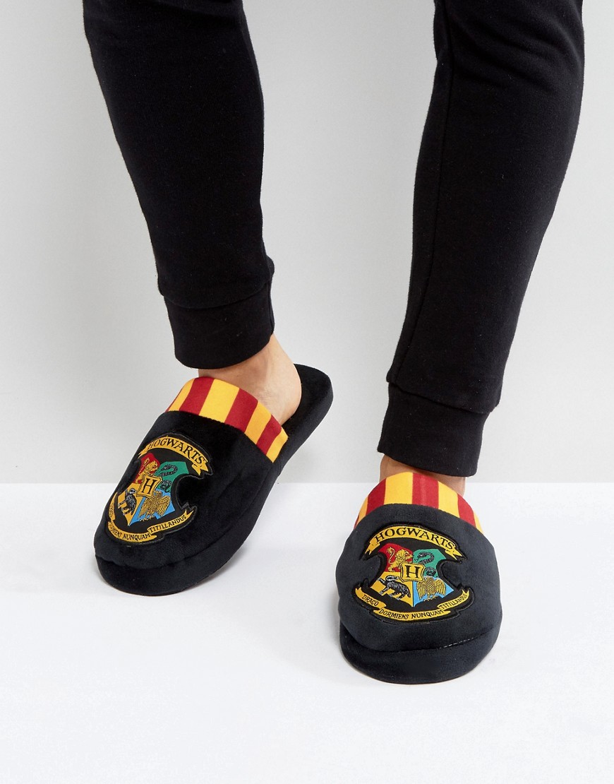 Fizz Harry Potter Hogwarts Logo Slippers-Black