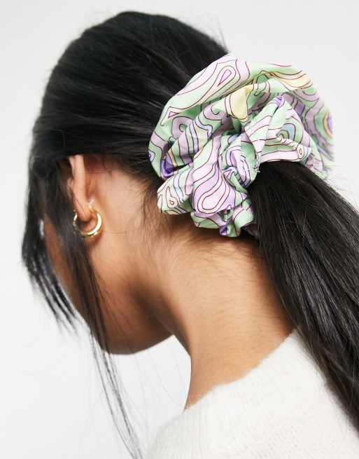 Flat Lay Co. - Lot de chouchous en tissu éponge uni et à imprimé cachemire - Lilas