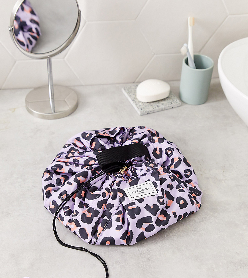 Flat Lay Co - Make-uptasje met trekkoord en lila luipaardprint-Multi