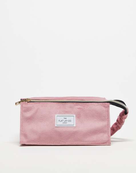 Flat Lay London Make-up-Box-Tasche aus rosa Samt - view 1
