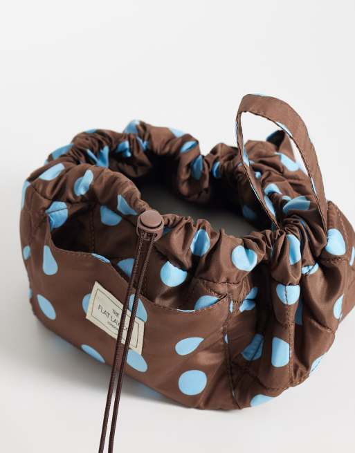Flat Lay London x ASOS Exclusive - Drawstring Makeup Bag in Brown + Blue Spots, 3 of 3
