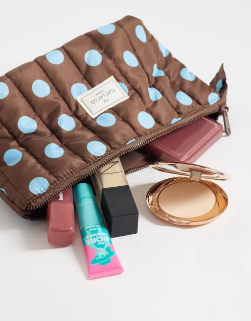 Flat Lay London x ASOS Exclusive - Essential Makeup Pouch in Brown + Blue Spots, 2 of 3