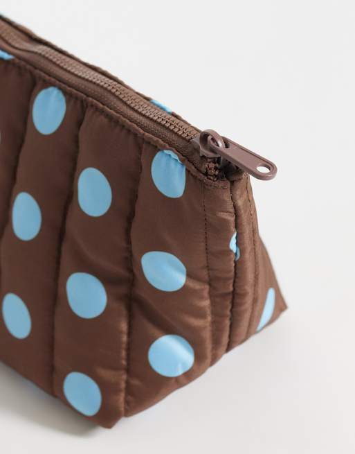 Flat Lay London x ASOS Exclusive - Essential Makeup Pouch in Brown + Blue Spots, 3 of 3