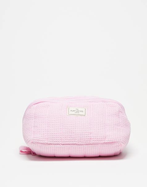 Flat Lay London x ASOS Exklusivt hos ASOS Marshmallow sminkväska i boxmodell - rosa våfflad - view 1