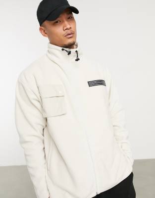 Флисовая oversized-олимпийка с карманом в утилитарном стиле ASOS Unrvlld Spply-Бежевый