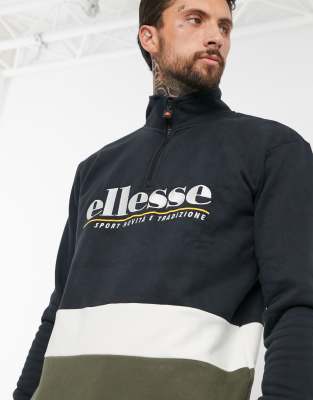 фото Флисовый свитшот хаки с молнией 1/4 ellesse-зеленый