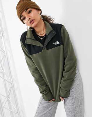 На свежем воздухе  Asos Флисовый топ хаки The North Face - TKA Glacier Snap-Зеленый