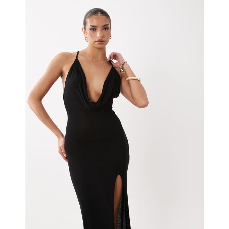 Flook the Label Azura knit maxi beach dress in black | ASOS