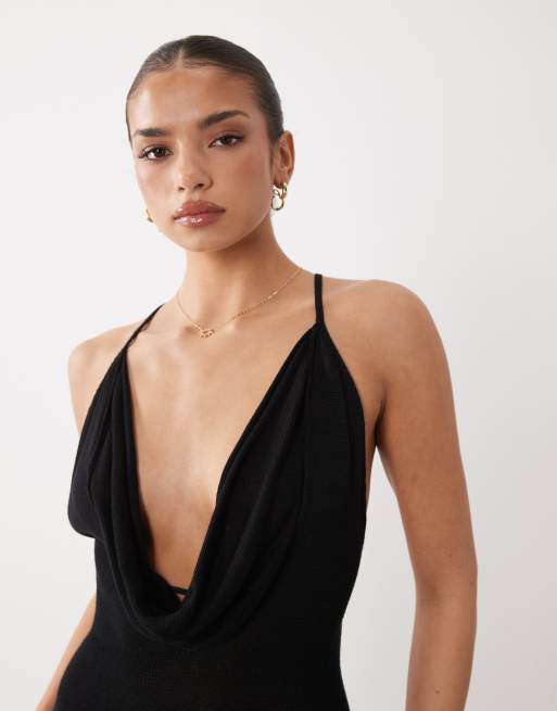 Flook the Label Azura knitted maxi beach dress in black, 3 of 4