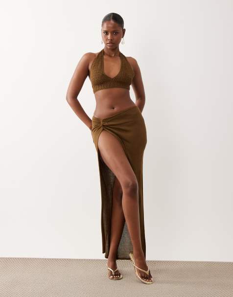 Flook the Label crochet beach set in dark olive - view 1