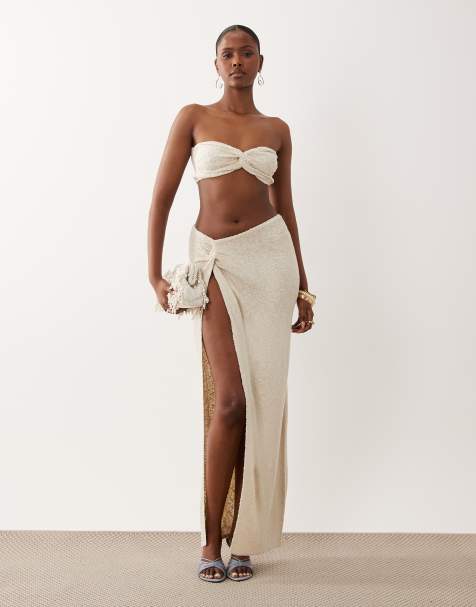 Flook the Label knitted beach co-ord in sand haze - view 1