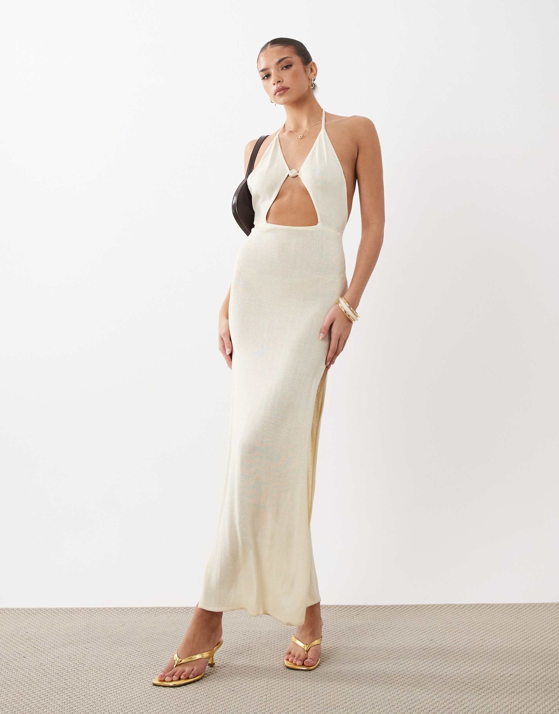 flook the label zoelle cut out maxi beach dress in buttermilk