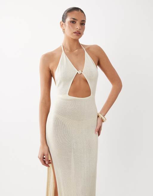 Flook the Label Zoelle cut out maxi beach dress in buttermilk, 3 of 4