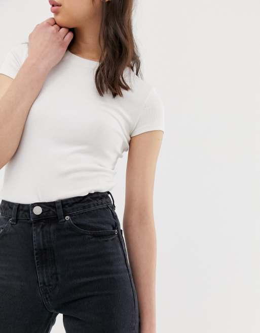 Florence autentiske jeans i forvasket sort med lige ben fra ASOS DESIGN Tall , 3 af 4