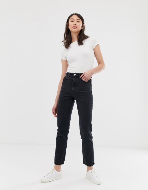 Florence autentiske jeans i forvasket sort med lige ben fra ASOS DESIGN Tall , 4 af 4
