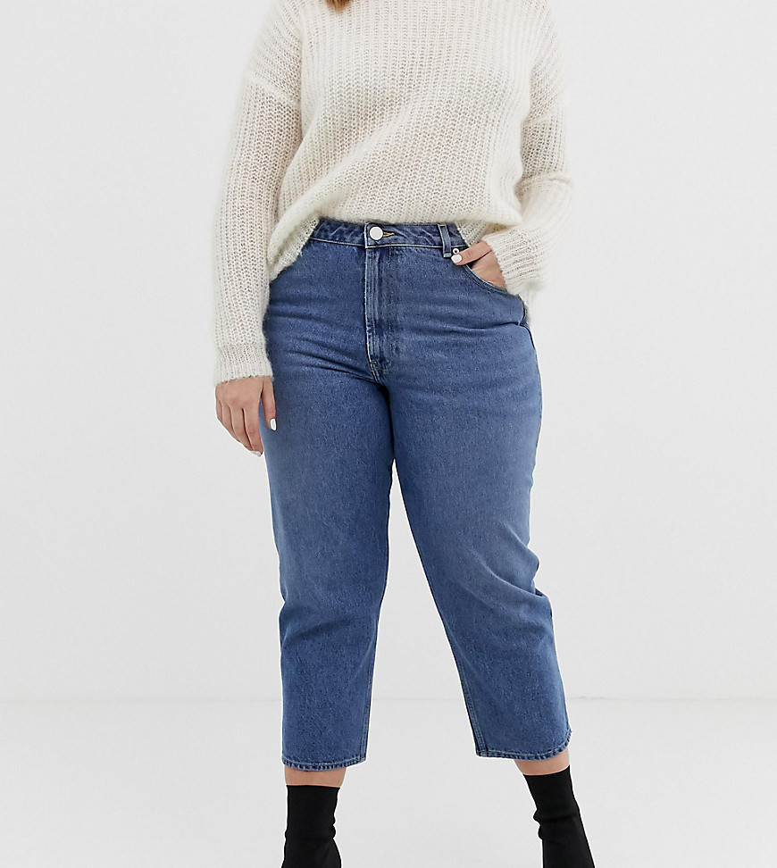 Florence authentic jeans med lige ben i mellemblå vintage i genbrugt materiale fra ASOS DESIGN Curve