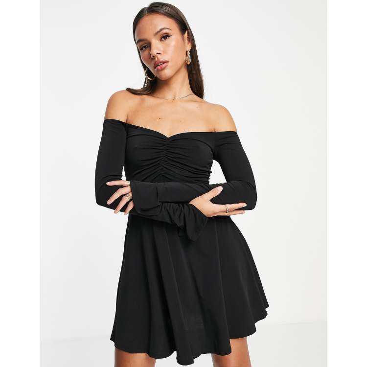 Black bardot skater on sale dress