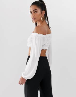 ruched bardot crop top