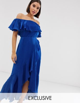 cobalt blue bardot dress