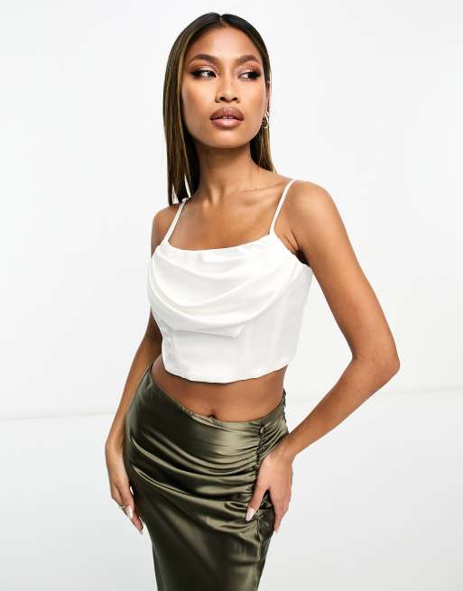 Urban Revivo long sleeve off the shoulder corset top in white