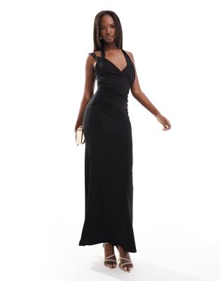 NWT FLOUNCE LONDON satin black maxi dress US 8 £42.34 - PicClick UK