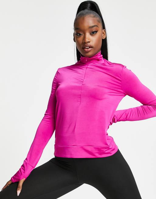 Black High Neck Half Zip Gym Top