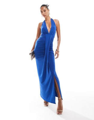 Flounce London Flounce London halterneck maxi dress in cobalt-Blue