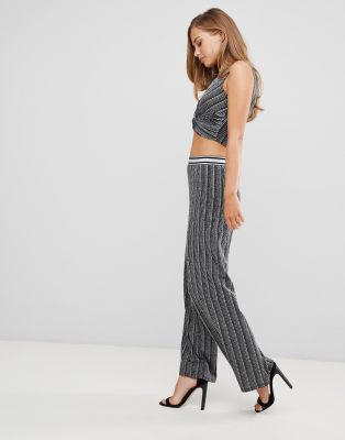 silver high waisted pants