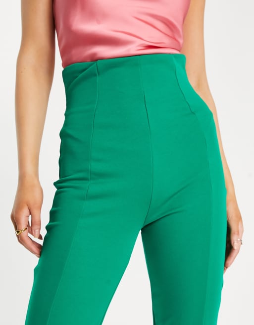 Flounce London high waisted tailored stretch trouser in green, 3 of 4