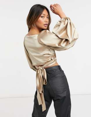 plunge satin blouse