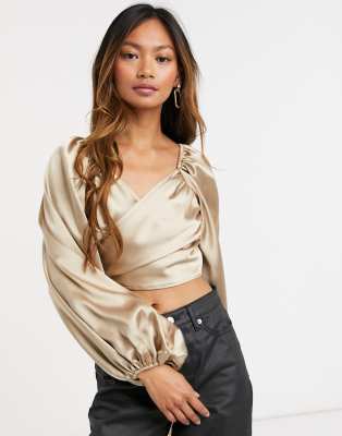 plunge satin blouse