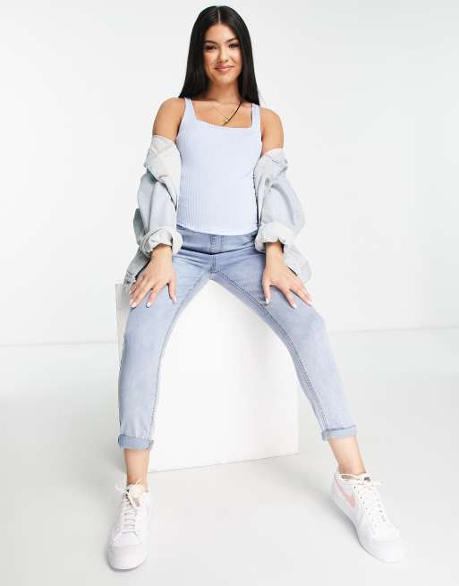 Flounce London Maternity - Débardeur stretch ajusté à encolure ronde - Bleu pastel, 4 de 4