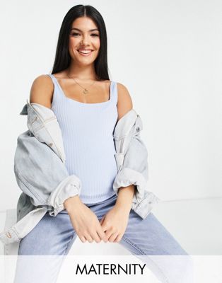 Flounce London Maternity fitted round neck stretch vest in baby blue - ASOS Price Checker